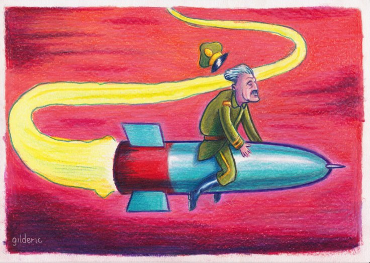 La guerre au terrorisme - caricature (dessin aux crayons de couleur)