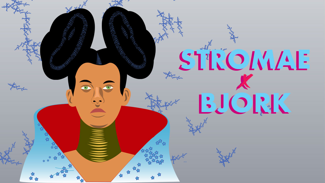 Mashup Stromae vs Bjork - illustration vectorielle