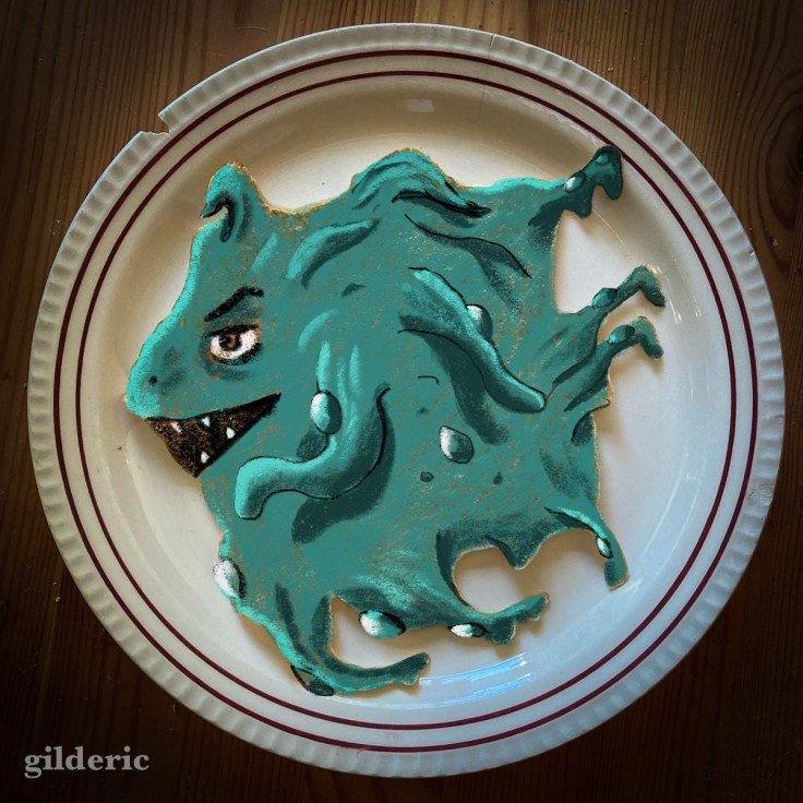 Halloween Crêpe Monster  2 - monstre marin : dessin procreate de monstre d'après une crêpe
