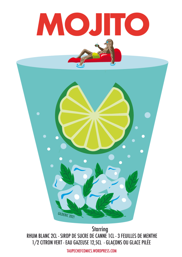 Mojito Cocktail - poster parodique Taupe Chef - vector illustration