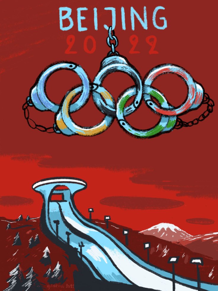 Jeux olympiques de Pékin 2022, droits de l'homme et démocratie - dessin humour (menottes)