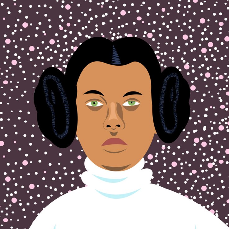 Mashup Stromae x Princesse Leia (detail) - vector illustration