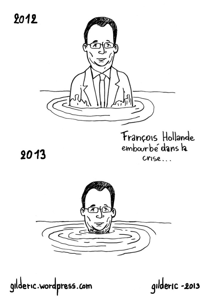 François Hollande, président de crise - dessins humour