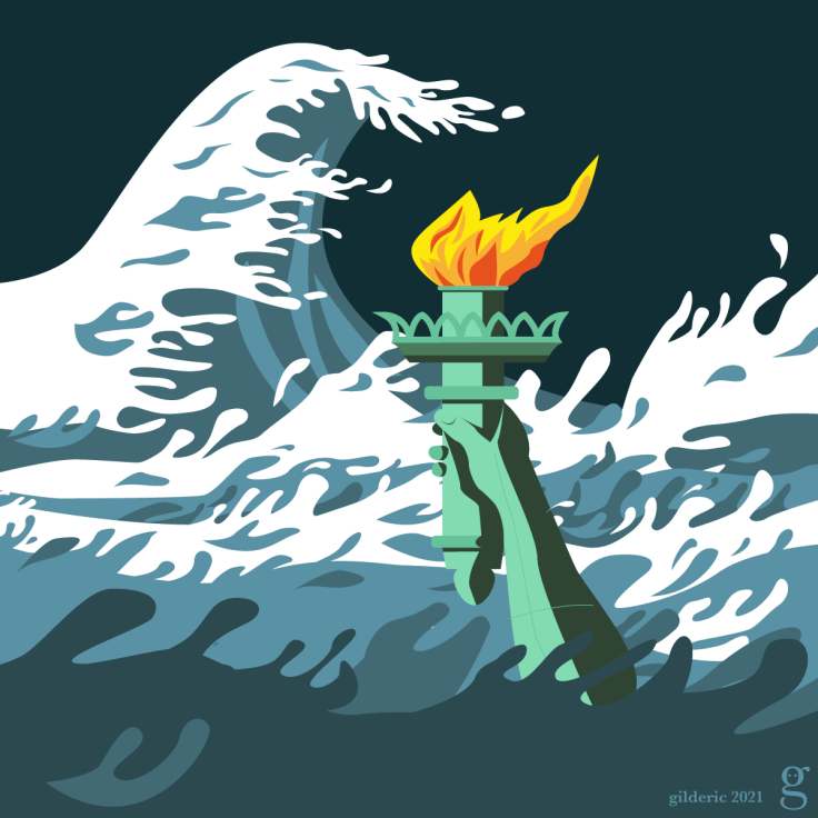 La Grande Vague de New York - vector illustration (d'après Hokusai)