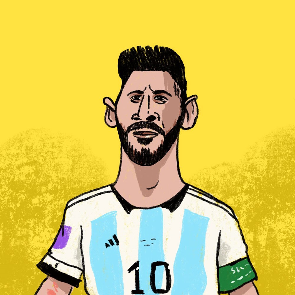 Lionel Messi - caricature dessinée avec Procreate sur iPad