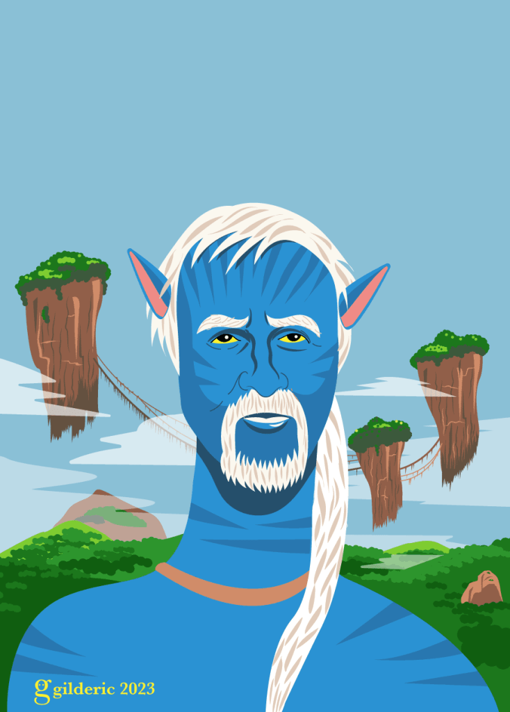 James Cameron et Avatar - portrait/caricature - illustration vectorielle