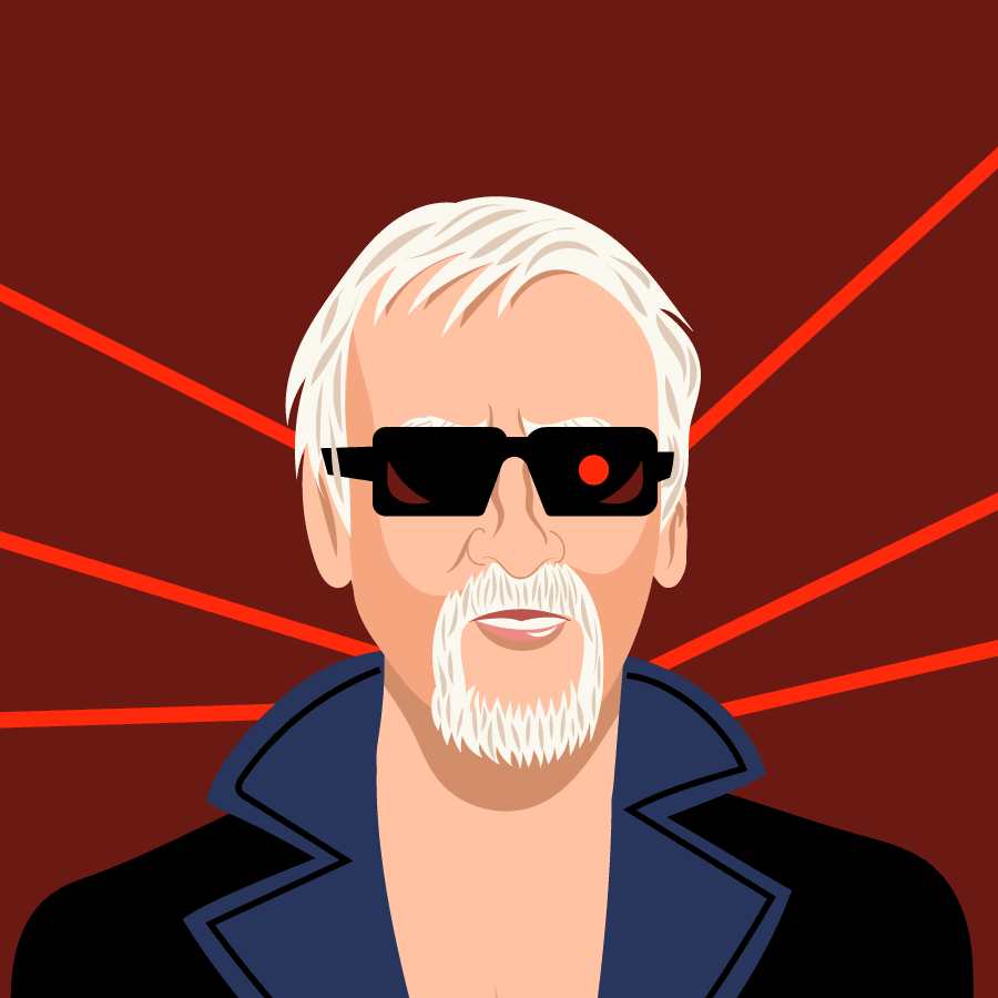 James Cameron en Terminator - portrait/caricature - illustration vectorielle