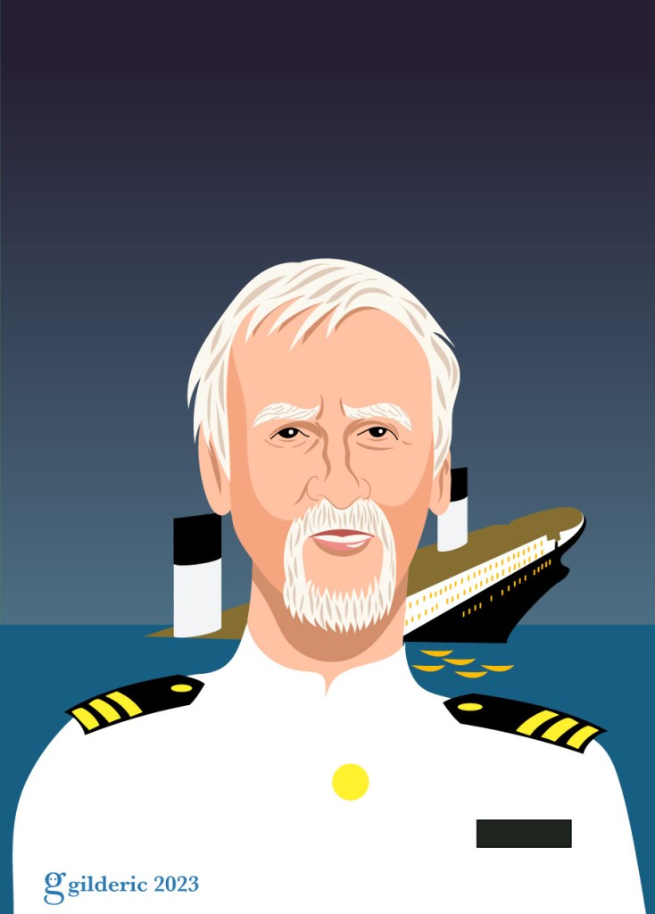 James Cameron et le Titanic - portrait/caricature - illustration vectorielle