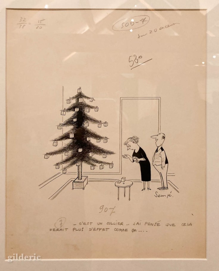 Le collier de Noël - dessin de Sempé