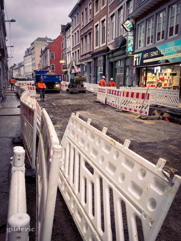 Chantier du tram en Féronstrée (Liège)