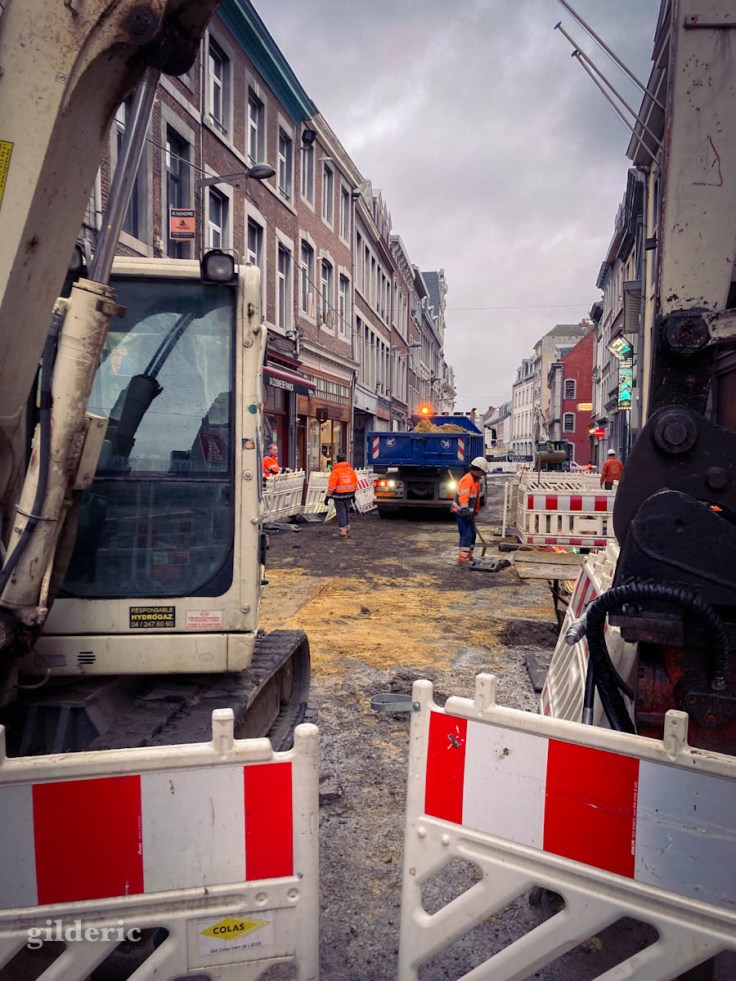 Travaux du tram en Féronstrée (Liège)