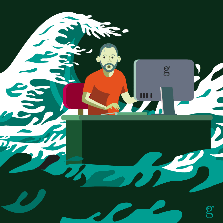 Le tsunami IA vs les créateurs - Illustration vectorielle