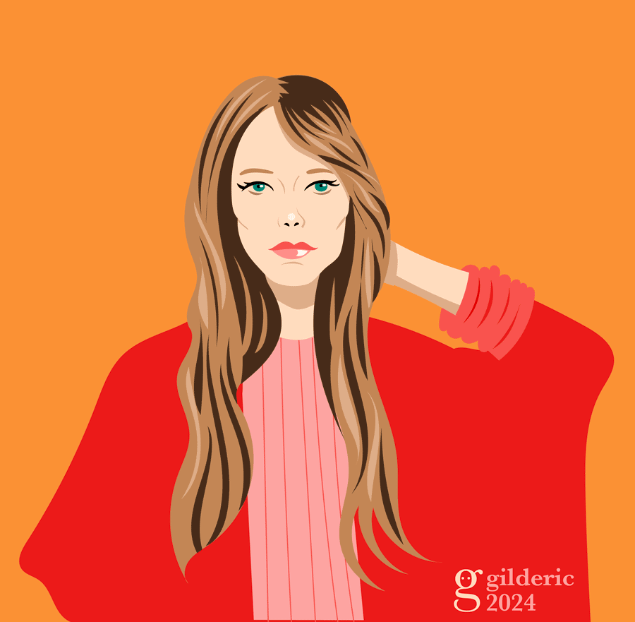 Portrait de Françoise Hardy en icône des yéyés - dessin vectoriel
