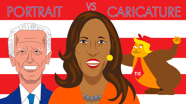 Portrait vs caricature : Biden, Kamala Harris et Trump