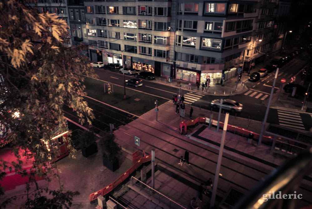 Liège et les rails du tram vus de la Grande Roue, sur la Foire